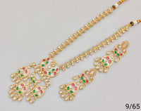 Elegant Gold Plated Necklace & Earrings Set – Traditional Indian Jewelry with Intricate Stonework