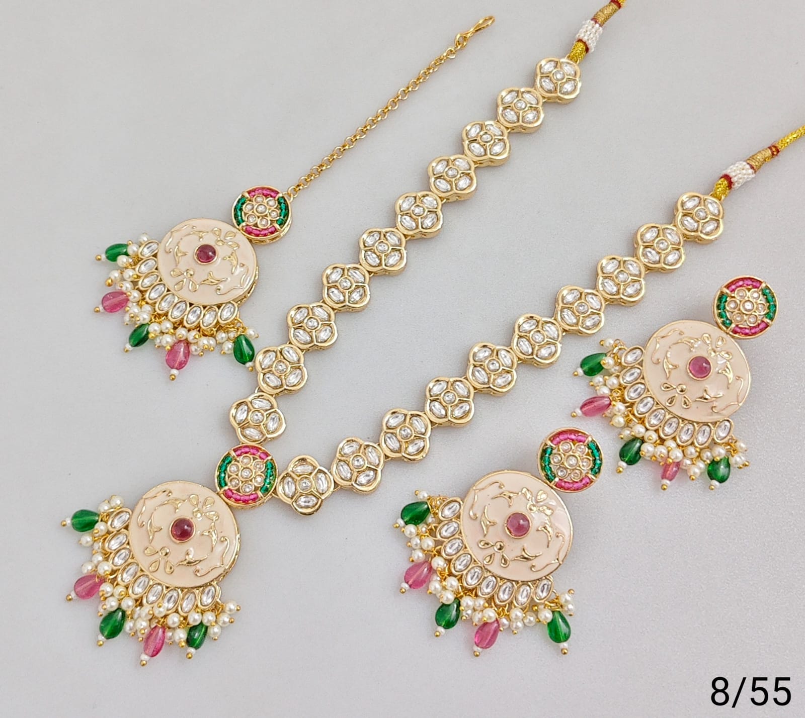 Elegant Traditional CZ Jewelry Set with Pearl and Gemstone Accents