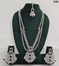 Long CZ Necklace Set with Earrings – Layered Traditional Jewelry for Special Occasions