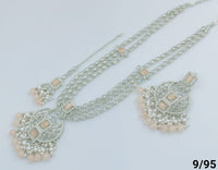 Long CZ Necklace Set with Earrings – Layered Traditional Jewelry for Special Occasions
