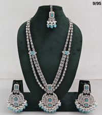 Long CZ Necklace Set with Earrings – Layered Traditional Jewelry for Special Occasions