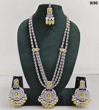 Long CZ Necklace Set with Earrings – Layered Traditional Jewelry for Special Occasions