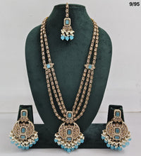 Traditional CZ Bridal Jewelry Set – Double-Layer Necklace with Earrings & Maang Tikka – Pink Beads & Pearl Detailing