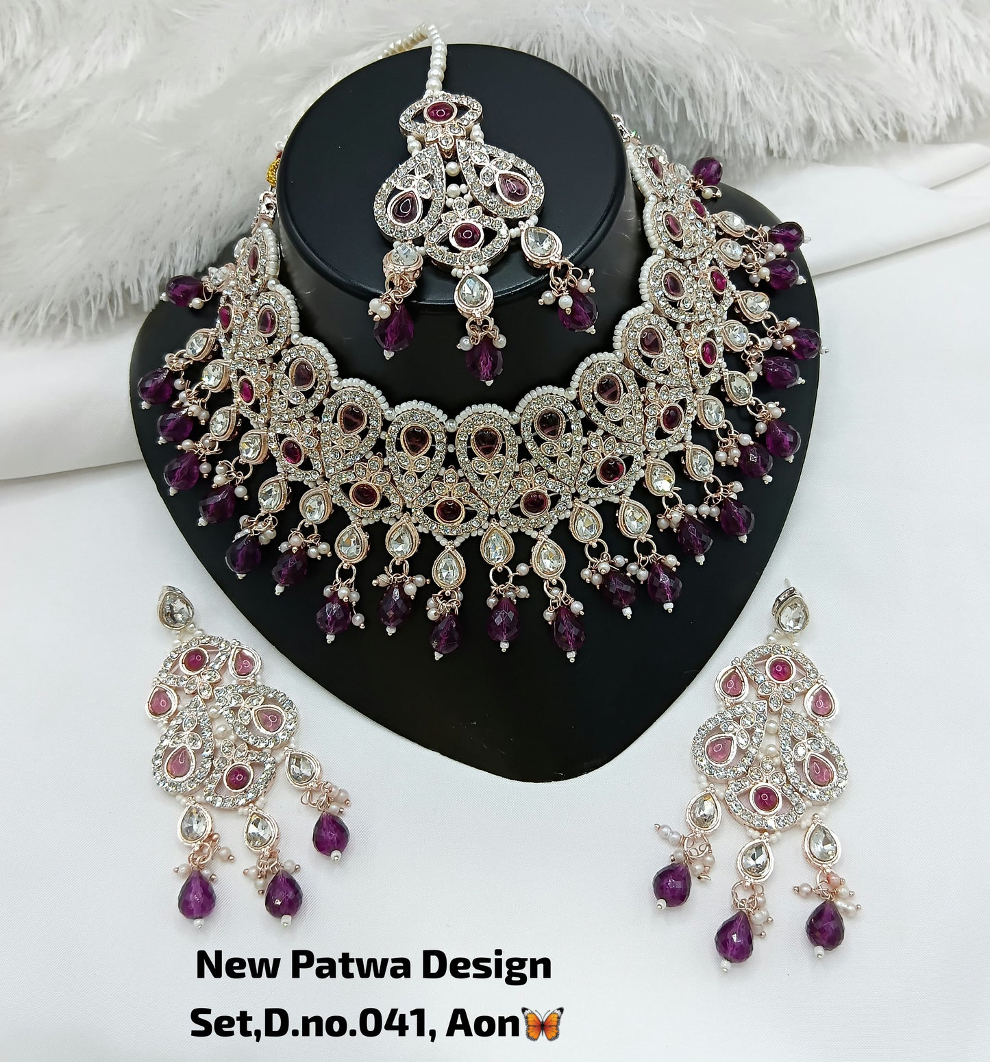 Baby Pink & Rose Gold Patwa Choker Set
