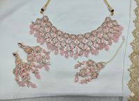 Rose Gold Patwa Choker Set with Maang Tikka