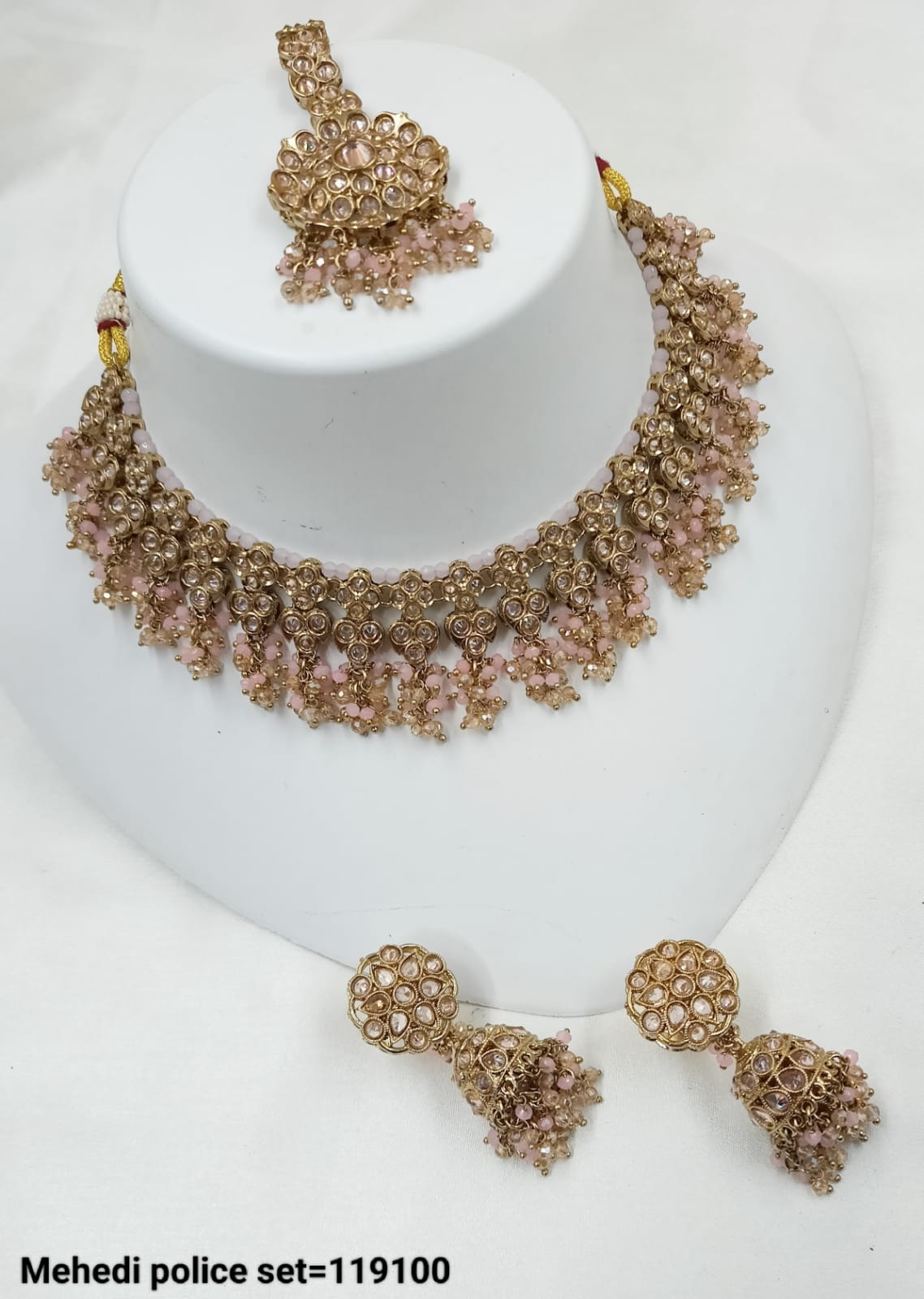 Antique Gold Plated Fancy Choker Necklace Set