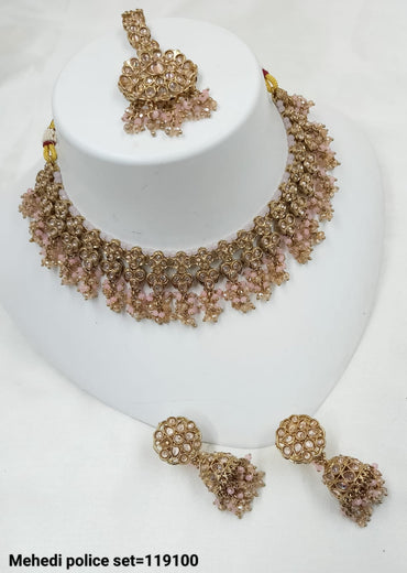 Antique Gold Plated Fancy Choker Necklace Set