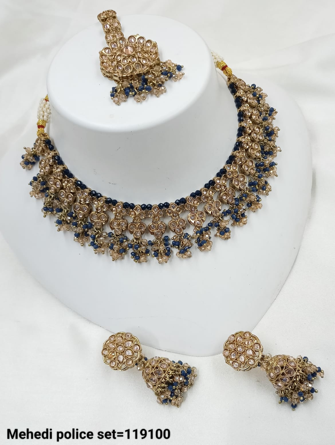 Antique Gold Plated Fancy Choker Necklace Set