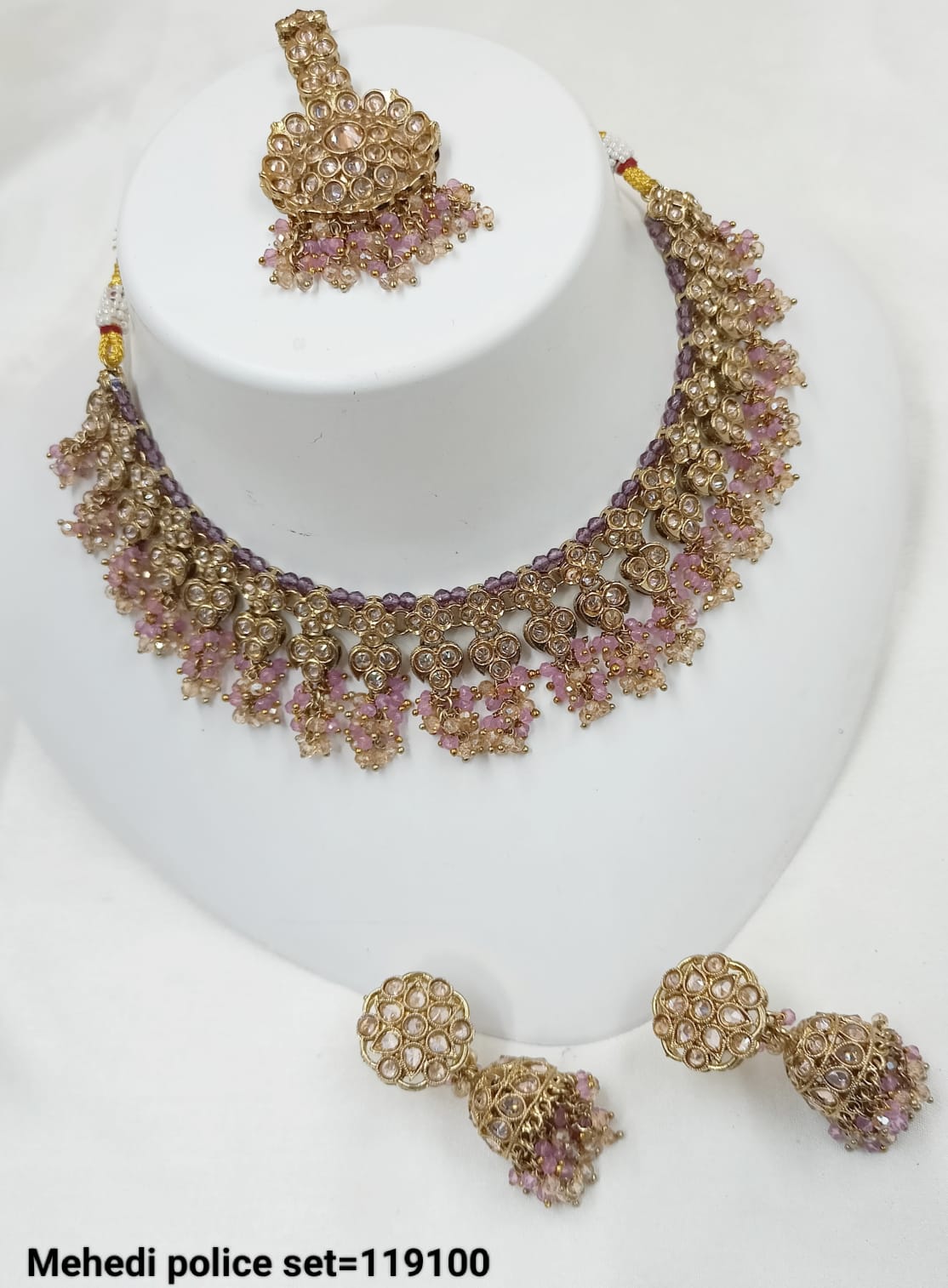Antique Gold Plated Fancy Choker Necklace Set