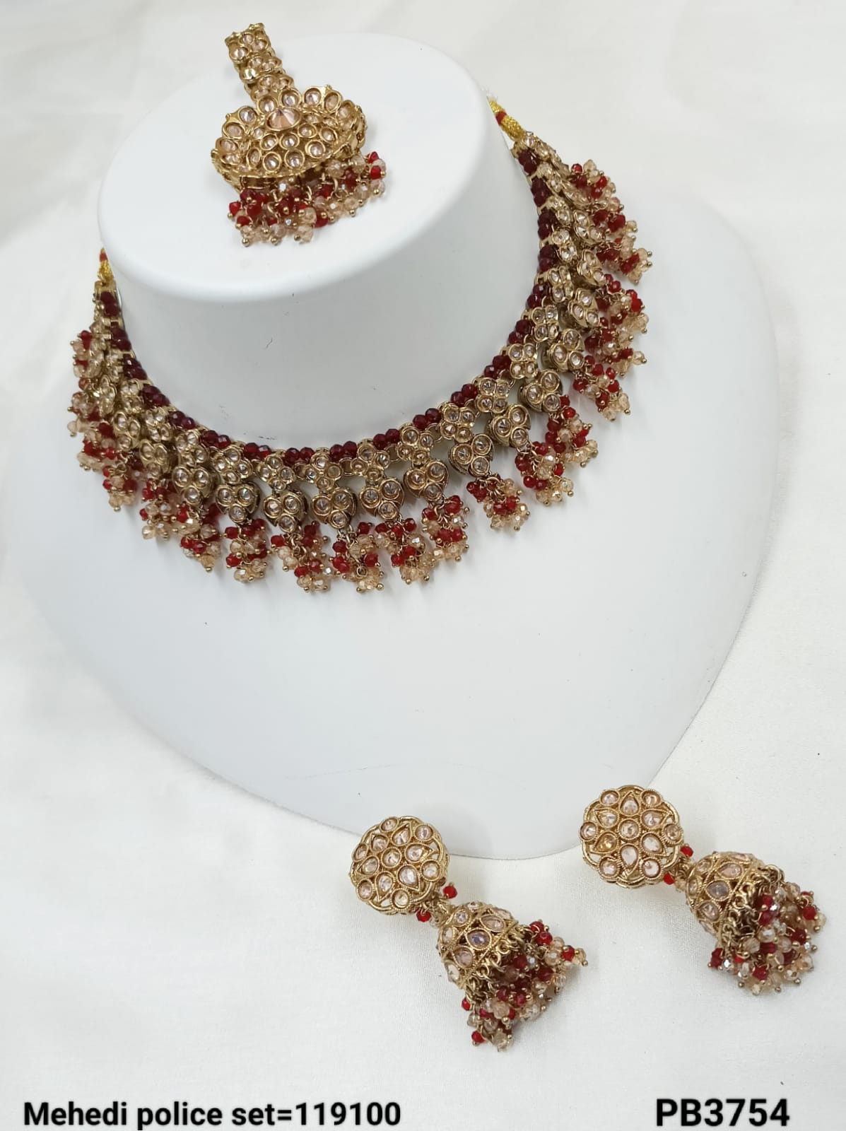 Antique Gold Plated Fancy Choker Necklace Set