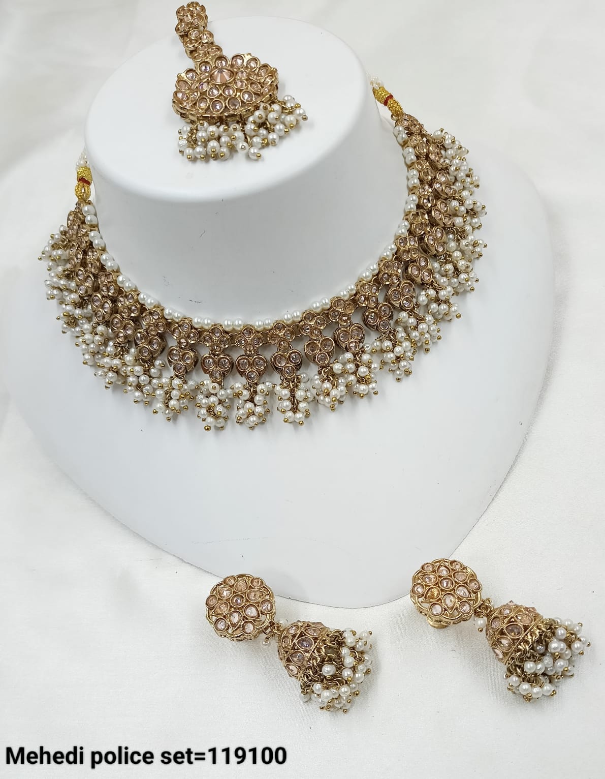 Antique Gold Plated Fancy Choker Necklace Set