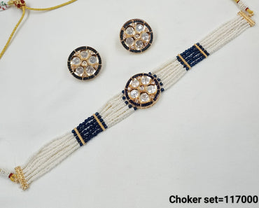 Gold Plated Crystal Fancy Choker Necklace Set