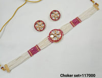 Gold Plated Crystal Fancy Choker Necklace Set