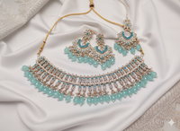 Rose Gold Patwa Choker Set with Lustrous Pearl Droplets