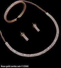 Fashionable Rose Gold & Silver Plated Fancy Choker Necklace Set