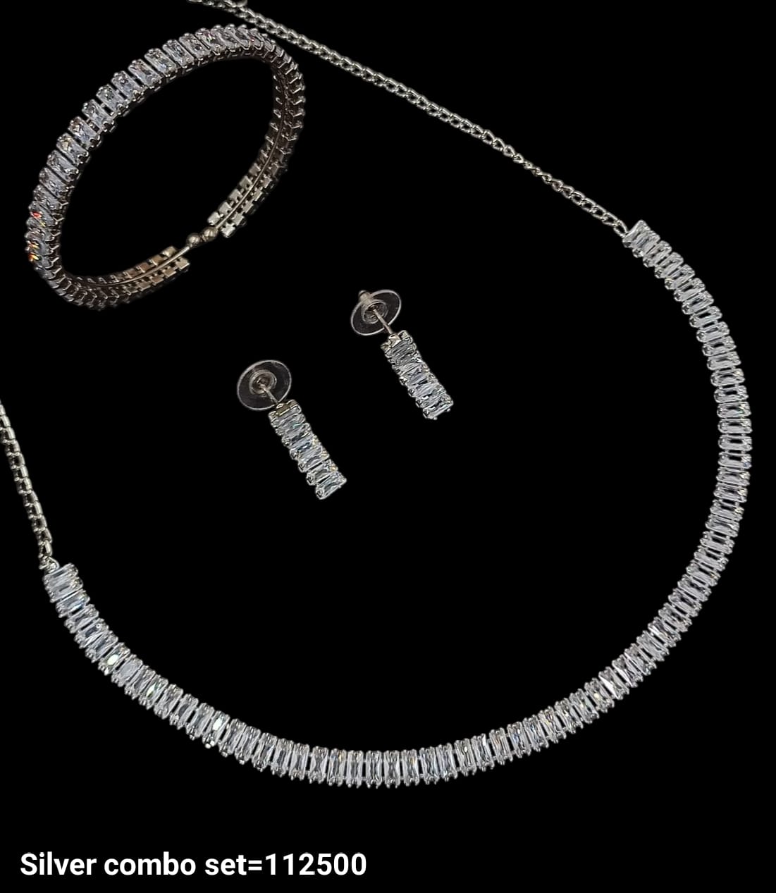 Fashionable Rose Gold & Silver Plated Fancy Choker Necklace Set