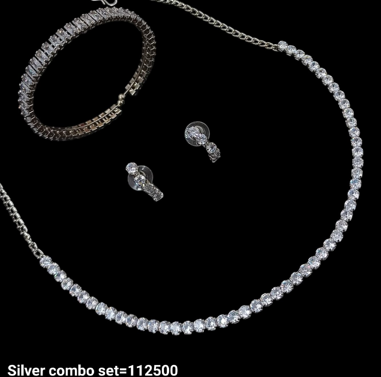 Fashionable Rose Gold & Silver Plated Fancy Choker Necklace Set