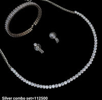 Fashionable Rose Gold & Silver Plated Fancy Choker Necklace Set