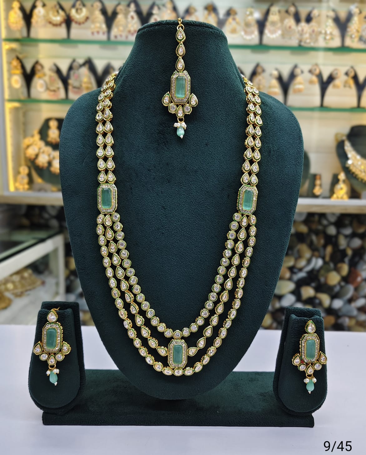 Three-Layer CZ Necklace Set with Elegant Pendant and Matching Earrings