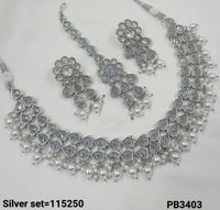 Silver Plated Alloy Choker Necklace Set