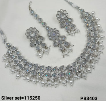 Silver Plated Alloy Choker Necklace Set