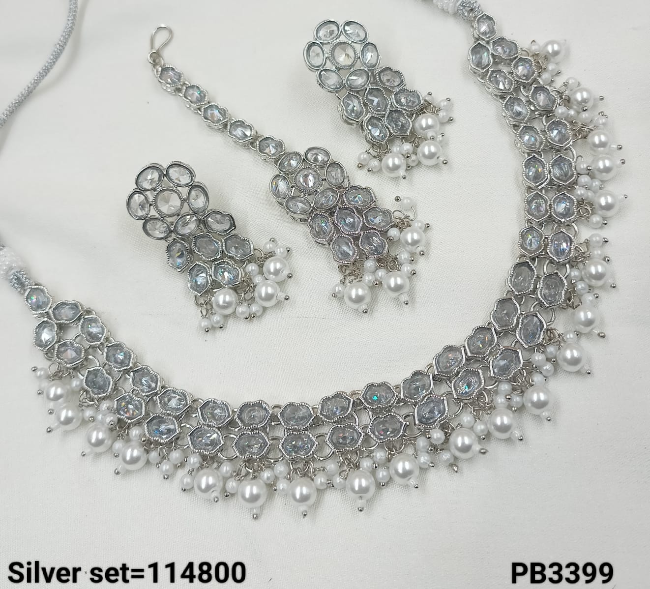 Silver Plated Alloy Choker Necklace Set