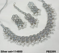 Silver Plated Alloy Choker Necklace Set