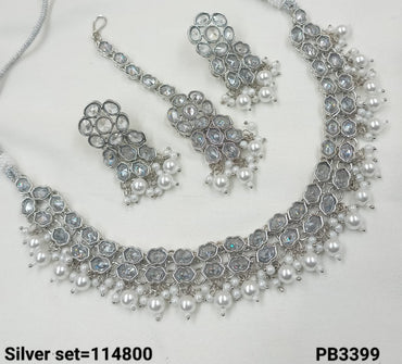 Silver Plated Alloy Choker Necklace Set
