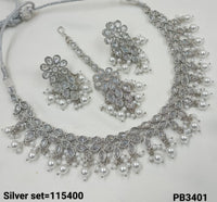 Silver Plated Alloy Choker Necklace Set
