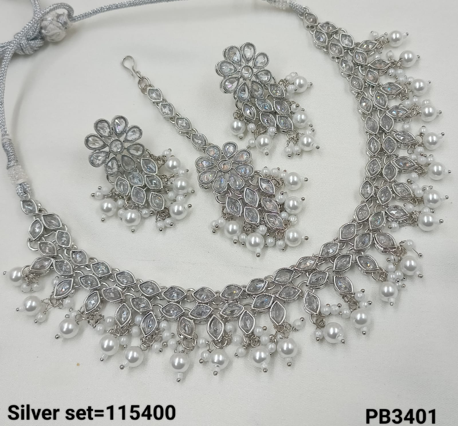 Silver Plated Alloy Choker Necklace Set