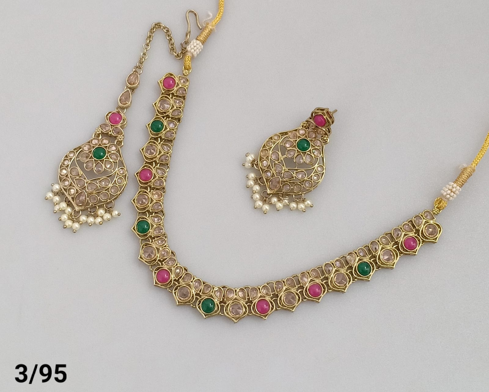 Antique Gold Choker with Ruby & Emerald Accents