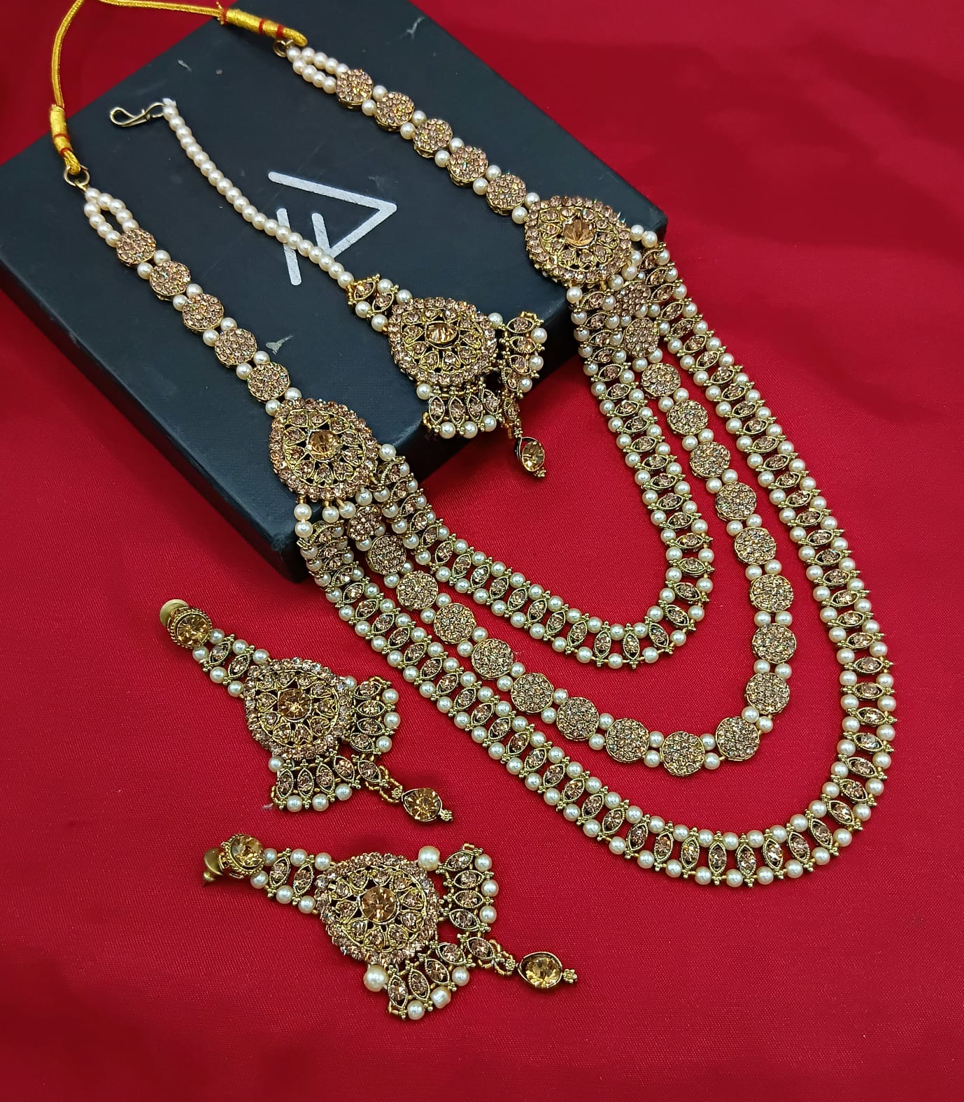 Antique Gold Plated Long Necklace Set