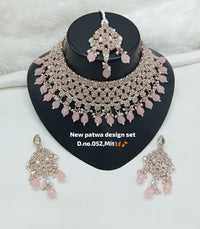 Designer Choker Bridal Necklace Set with Earrings & Maang Tikka