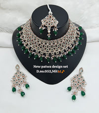 Designer Choker Bridal Necklace Set with Earrings & Maang Tikka