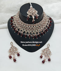 Designer Choker Bridal Necklace Set with Earrings & Maang Tikka