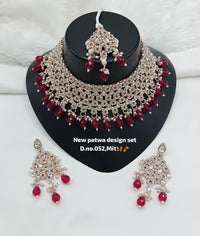Designer Choker Bridal Necklace Set with Earrings & Maang Tikka