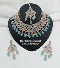 Designer Choker Bridal Necklace Set with Earrings & Maang Tikka