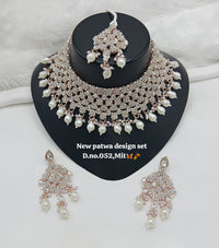 Designer Choker Bridal Necklace Set with Earrings & Maang Tikka