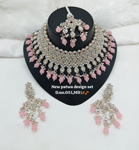 Designer Choker Bridal Necklace Set with Earrings & Maang Tikka