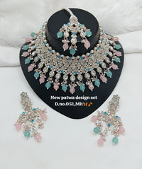 Designer Choker Bridal Necklace Set with Earrings & Maang Tikka