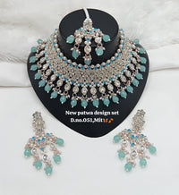 Designer Choker Bridal Necklace Set with Earrings & Maang Tikka