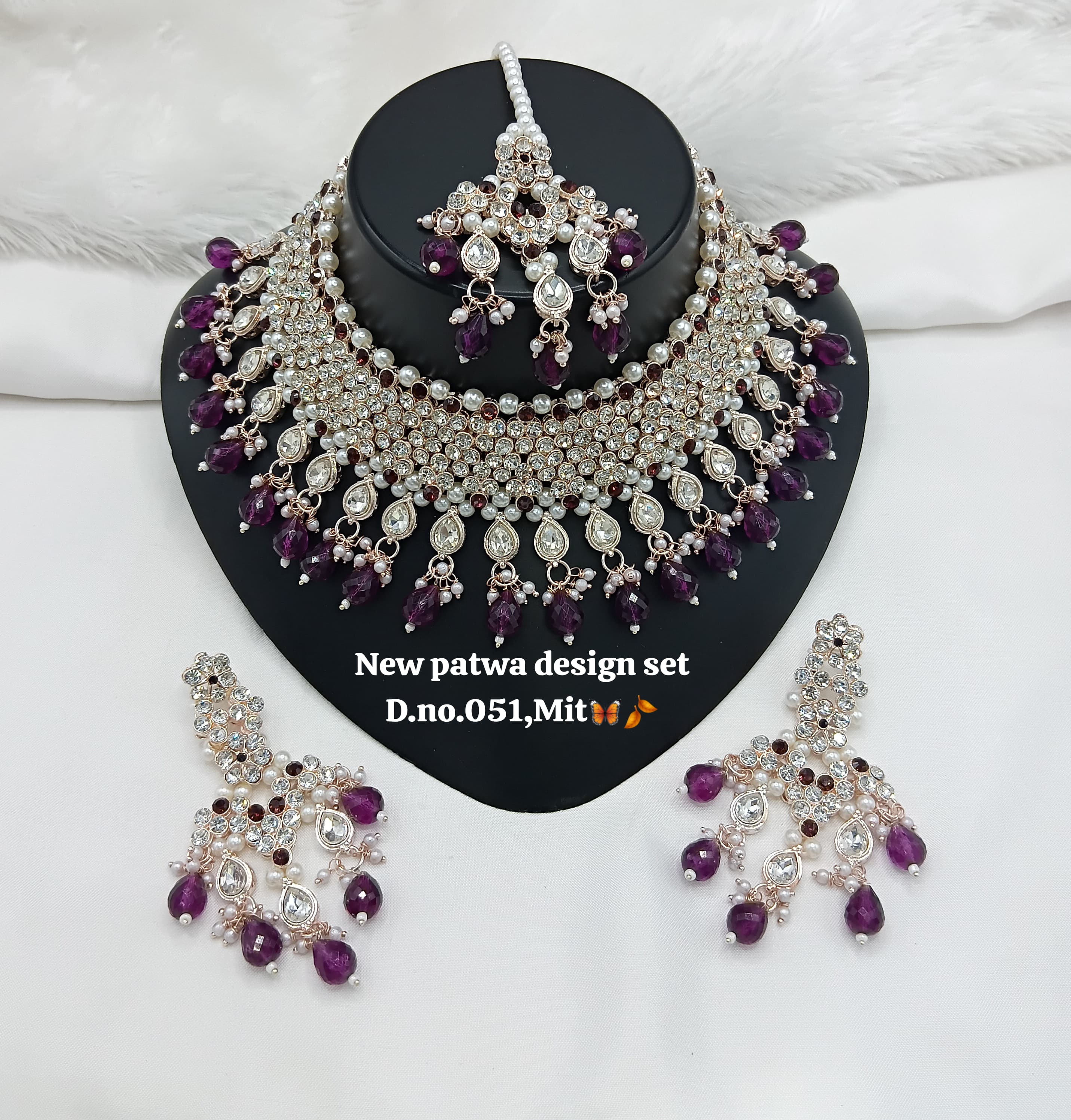 Designer Choker Bridal Necklace Set with Earrings & Maang Tikka