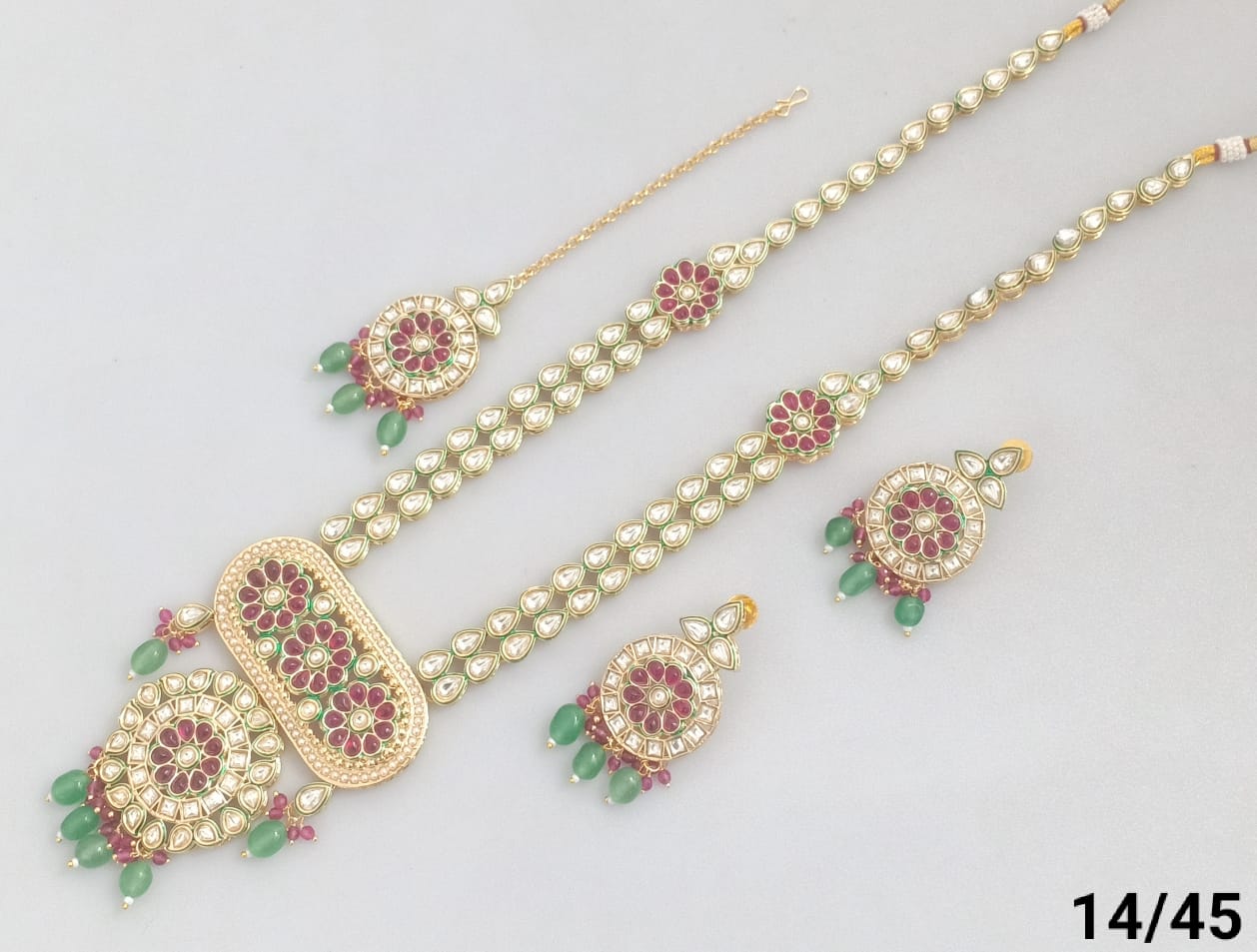 Gold Plated Long Kundan Jewellery Set