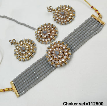 Crystal Stylish Gold Plated Choker Necklace Set