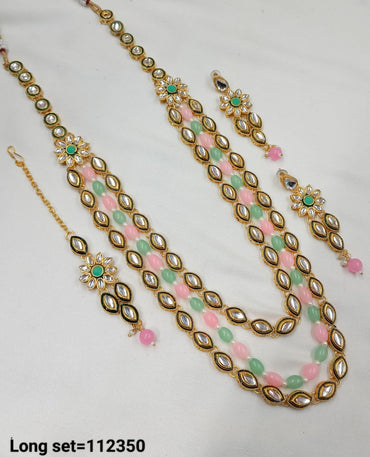 Party Wear Gold Plated Long Necklace Set