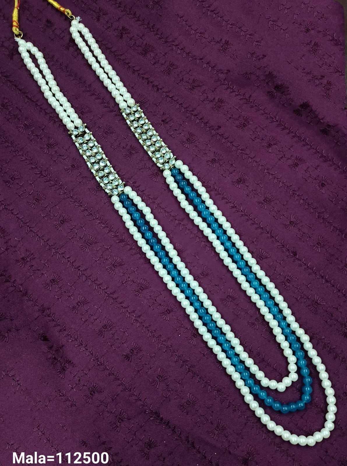 legant Triple-Strand Beaded Mala with CZ Stone Detailing
