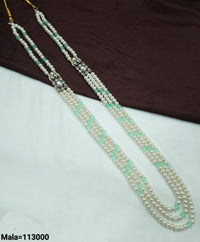 Classic Triple-Strand Pearl Mala – Traditional Ethnic Jewelry