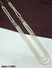Classic Triple-Strand Pearl Mala – Traditional Ethnic Jewelry
