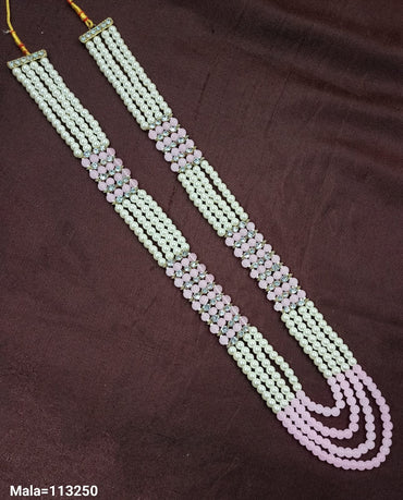 Elegant Multi-Strand Beaded Necklace with Rhinestone Accents – Traditional Design