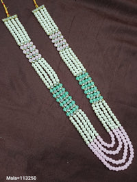 Elegant Multi-Strand Beaded Necklace with Rhinestone Accents – Traditional Design